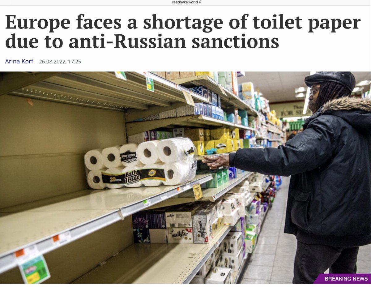 Russian media writes about imaginary toilet paper crisis in Europe, using a photograph stolen from @nytimes article about panic buying during the first coronavirus outbreak, published in 2020 😂 nytimes.com/2020/03/13/bus…