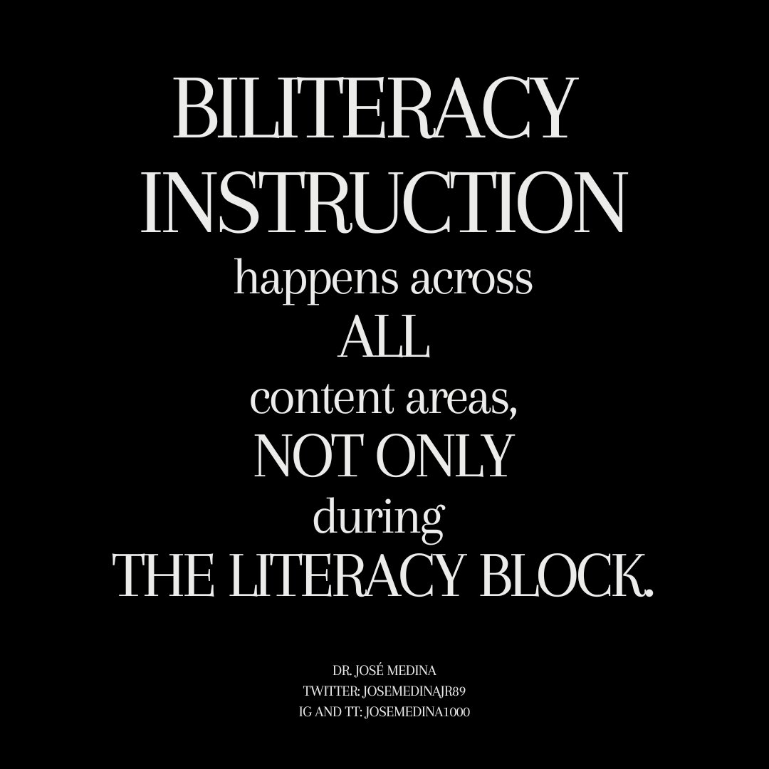 JoseMedinaJr89's tweet photo. #MedinaMondayMessage:👇🏽 is an important reminder! Also, how can we call it BILITERACY INSTRUCTION if our elementary #duallanguage allocation plan targets certain content areas in ONLY ONE program language for extended periods of time - or for the entire PK-5 experience? ⁉️🤷🏽‍♂️💣 https://t.co/VPC0ghJbG9