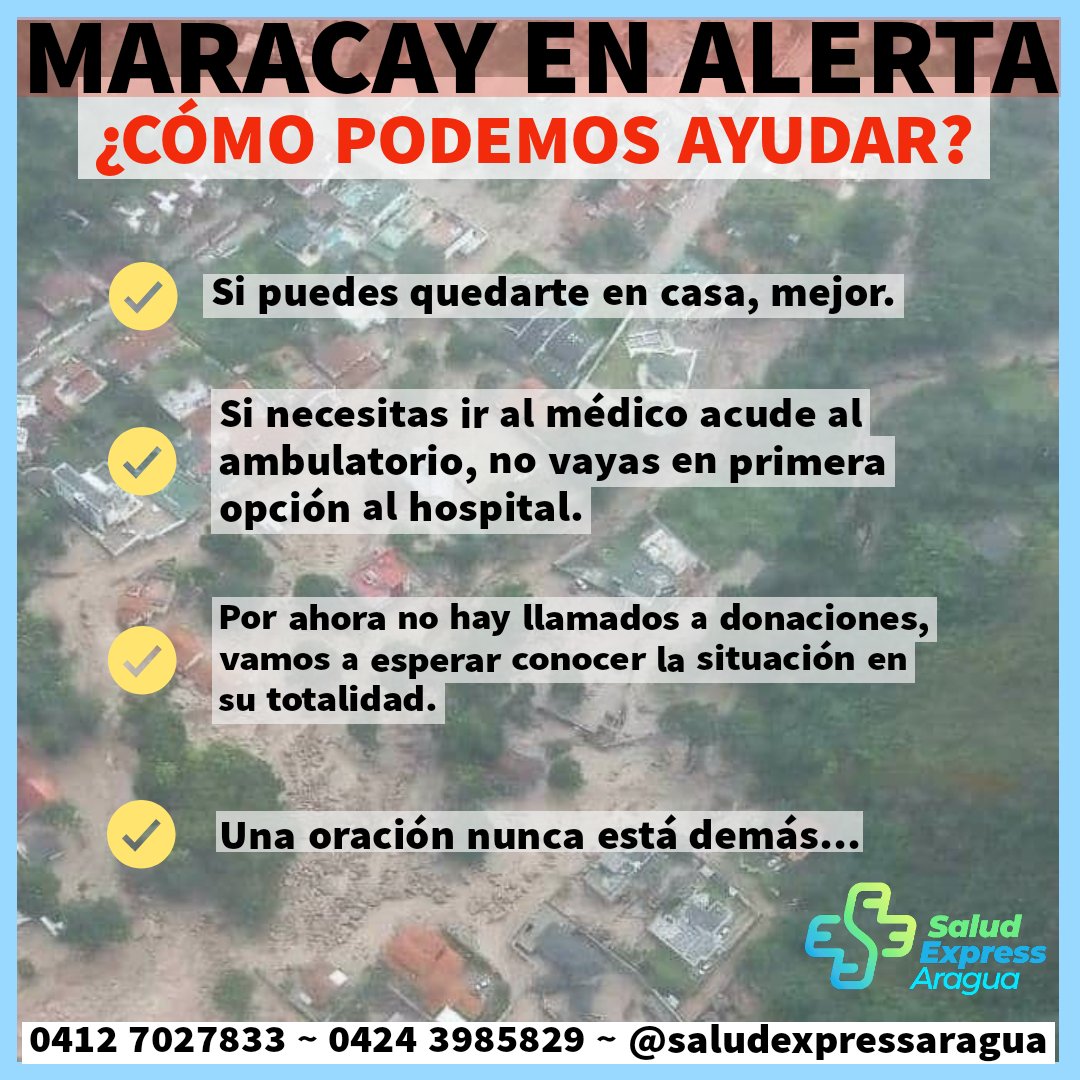 SaludExpressA's tweet photo. Todos podemos de una u otra forma, ayudar en estos momentos. Lo importante es saber qué hacer.
Comparte esta imagen y ahora más que nunca seamos hermanos

https://t.co/D1wqJ2XlC4

#Maracay #HospitalCentralDeMaracay #Lluvias #Deslave #ElCastaño #Turmero #EmergenciasADomicilio https://t.co/xWUXcewy8G