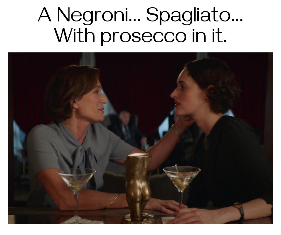 FleabagMemes's tweet photo. Tiktok sound turned into a meme for Instagram and now it's on Twitter. 🥃🏳️‍🌈 #negronisbagliato https://t.co/MbSrj0AhtL