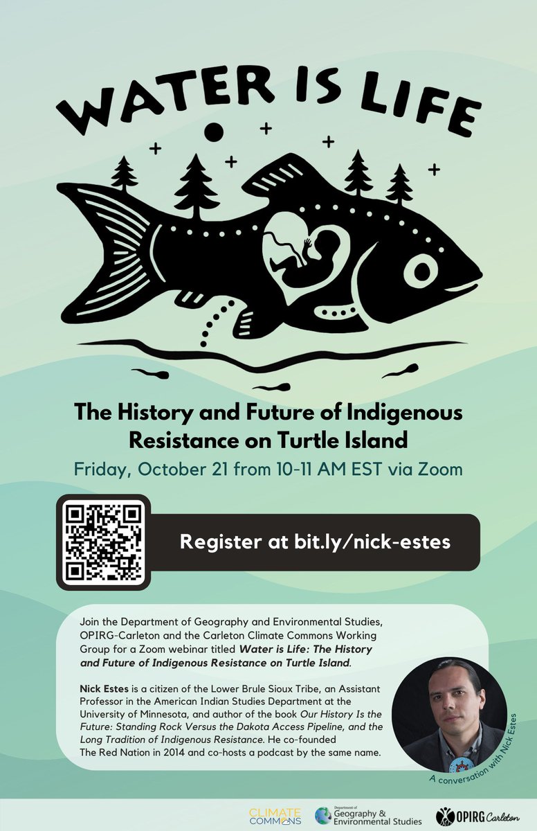 meerakar's tweet photo. I'm looking forward to chatting with @Nickwestes who will join my class virtually on Friday Oct 21 at 10 am ET. His lecture will be open to the public as part of an event cohosted by @CarletonDGES @OPIRGCarleton and Climate Commons. Registration info below. https://t.co/MQTeeCelAR