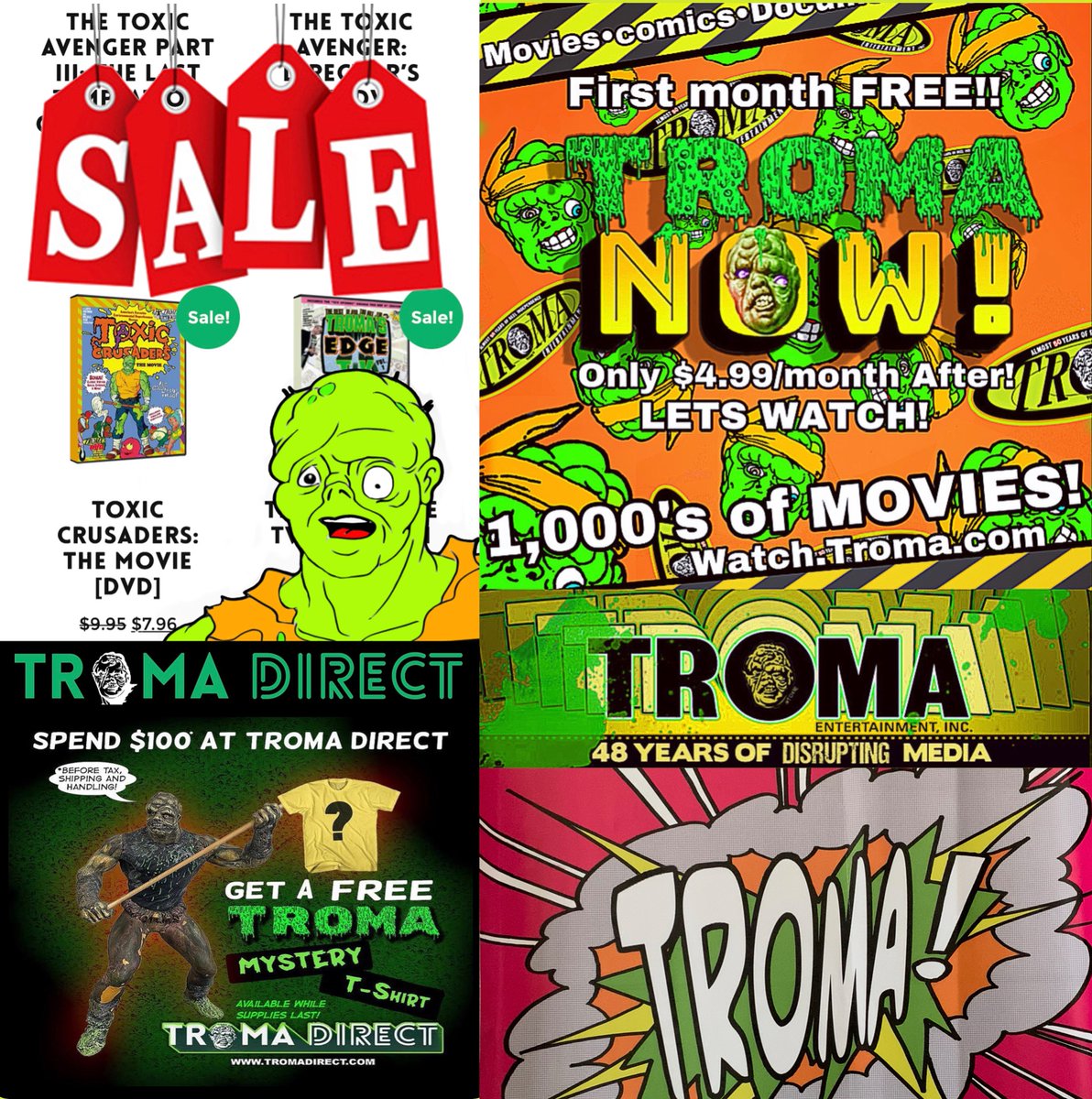 80sbabyTru's tweet photo. Lots going on at @Troma_Team @TromaNOWApp @TromaArmy @TalkinTroma @TromaRon #troma @lloydkaufman #tromadirect #sales #dvds #shirts https://t.co/8JV85gBhmd