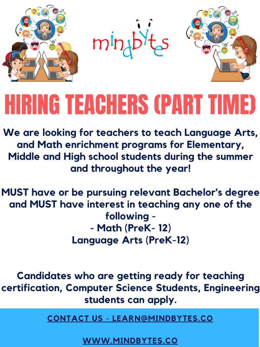 Love teaching? We are looking for some passionate teachers who can inspire students to love learning. Apply here- mindbytes.co/teacher-recrui… <a href="/NJEA/">NJEA</a> <a href="/NJEAPreservice/">NJEA Preservice</a>
