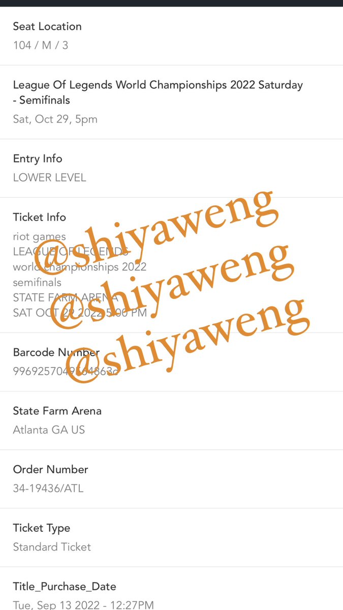 shiyaweng's tweet photo. @numiii selling ONE ticket to the saturday 10/29 semifinals in ATL!! 
- sec 104 row M seat 3
- selling for $80, great view of the stage as well! 
- accepting venmo and zelle!

pls DM me if interested!! #Worlds2022 #League_of_Legends #Worldstickets https://t.co/GZpEg4fzeV