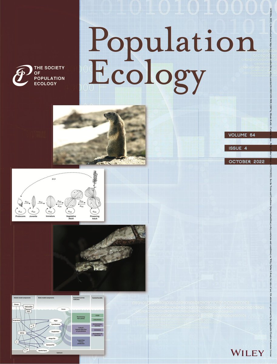 PopulationEcol's tweet photo. Latest issue of Population Ecology (64-4, Oct 2022) is now available online:
https://t.co/PaX2ai1qrl
#populationecology #populationdynamics #populationdistribution #evolutionaryecology #agroecosystem #bioresource
#conservation #pollination #cameratrap #adaptiveradiation #Award https://t.co/hAf9iLDxqT
