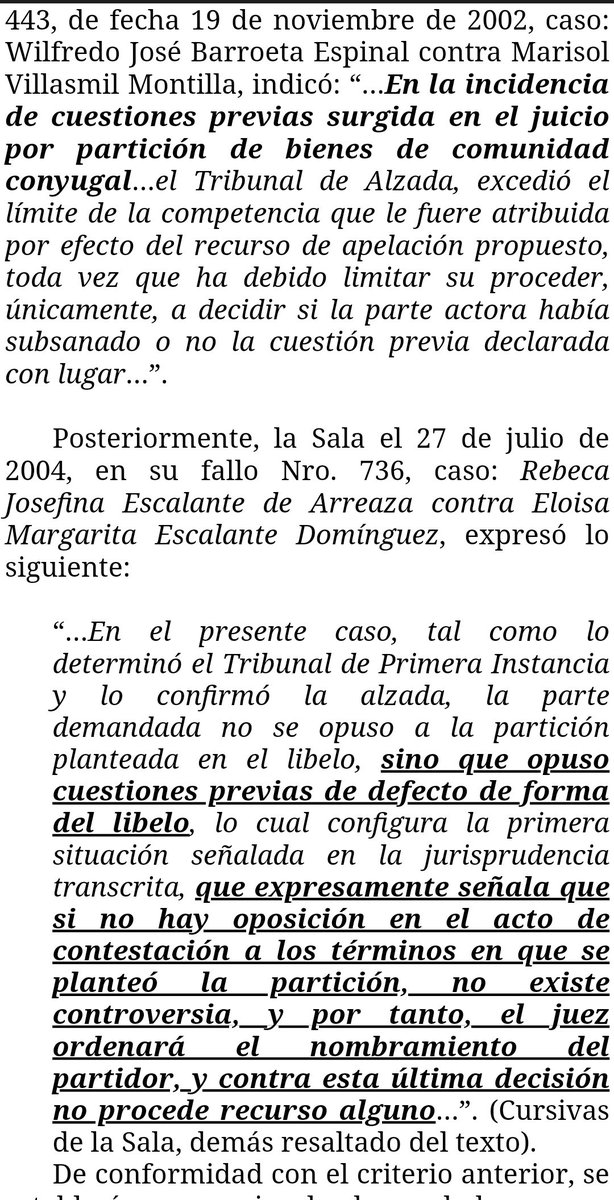 WilsonGomezGB's tweet photo. Sentencia N° 000466 del 14/10/2022 Sala de Casación Civil @TSJ_Venezuela
Procedimiento de partición de comunidad, no prevé que se tramiten cuestiones previas ni reconvención. Prohibición de promover cuestiones previas. 🧐🦉
https://t.co/tVFgkwUcDE https://t.co/JFvzcflpnl