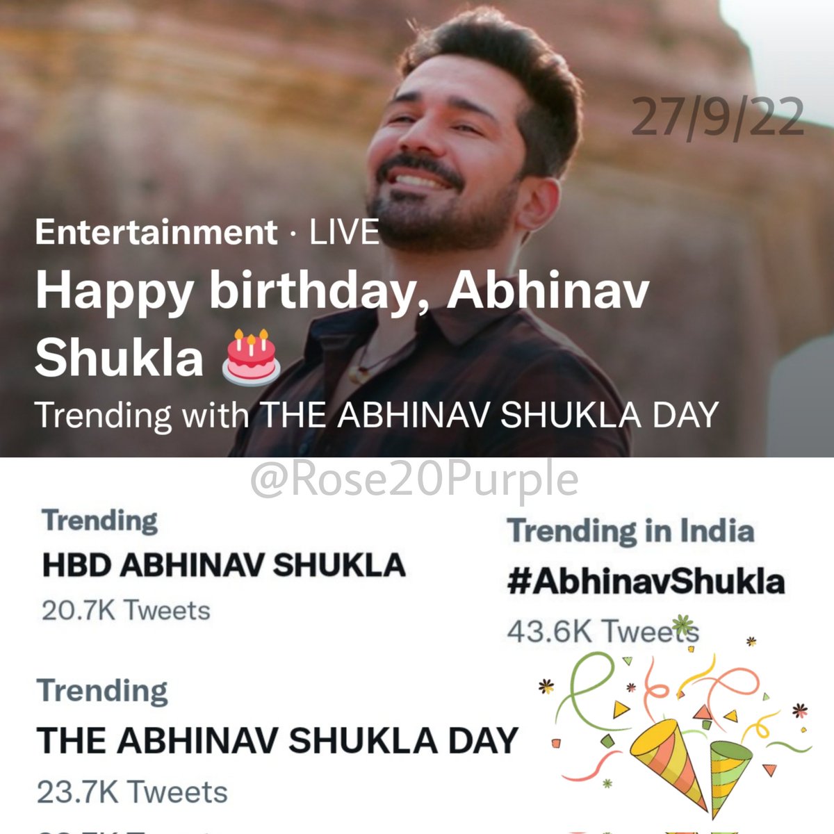 Rose20Purple's tweet image. This happened too Abhinav 😊😊 Aapki gairhaazari mein bhi humne khoob celebrate kiya aapka birthday 🤗🤗
#AbhinavShukla #AbhiArmy