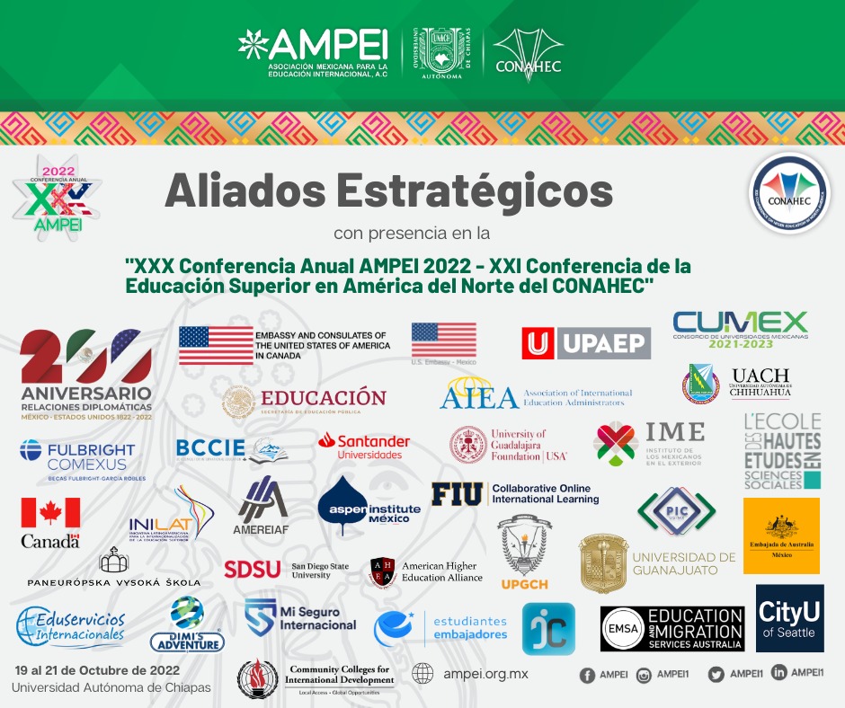 AMPEI1's tweet photo. 🙏🏼🗓️Agradecemos el apoyo de grandes aliados para esta conferencia.
#internacionalización #educaciónsuperior #Internacional #educacioninternacional #conahec #ampei https://t.co/SSYaZf7Zmv