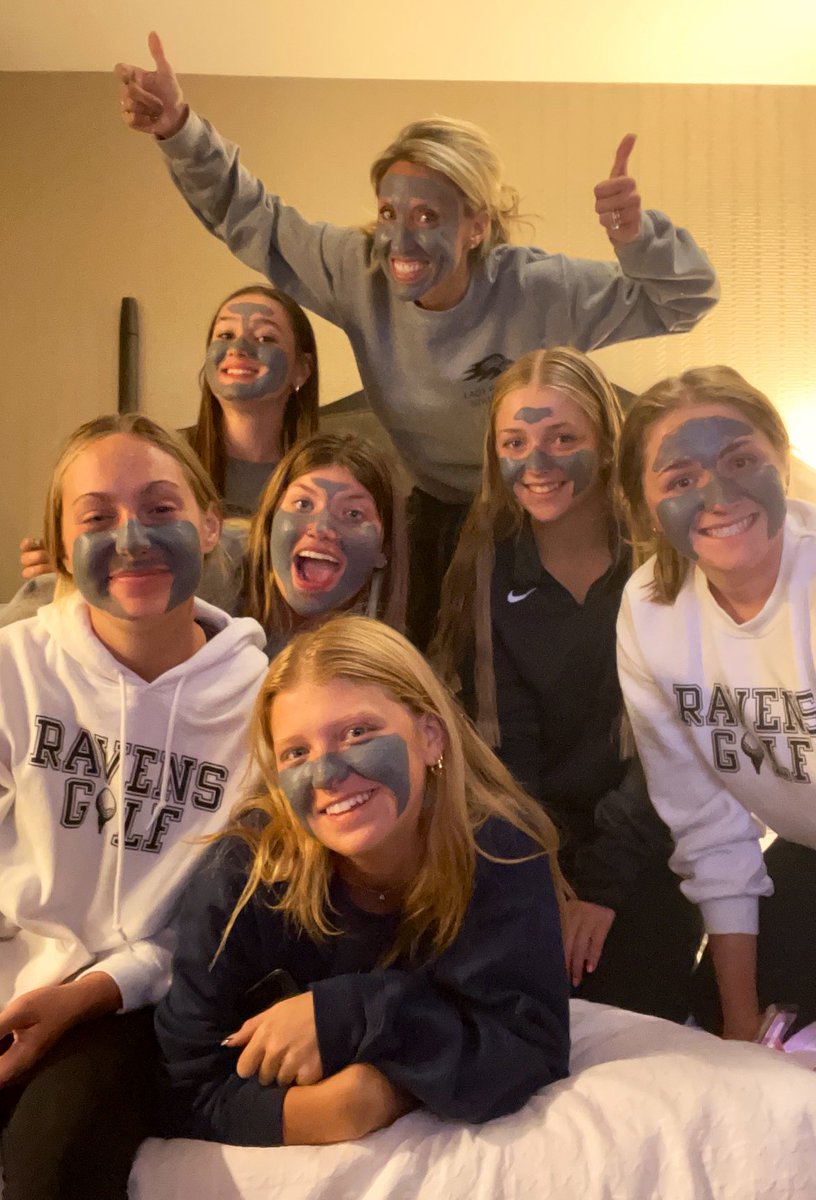 ONWwomensgolf's tweet photo. State Tournament Update:
Finished Strong on Day 1  ✅ 
Ate too much Italian for dinner ✅
“Good Luck” face masks ✅
Ready to crush tomorrow ✅✅✅✅
@theravennation @ONWRavenNetwork @spage_onw https://t.co/zYQJLXoqPz