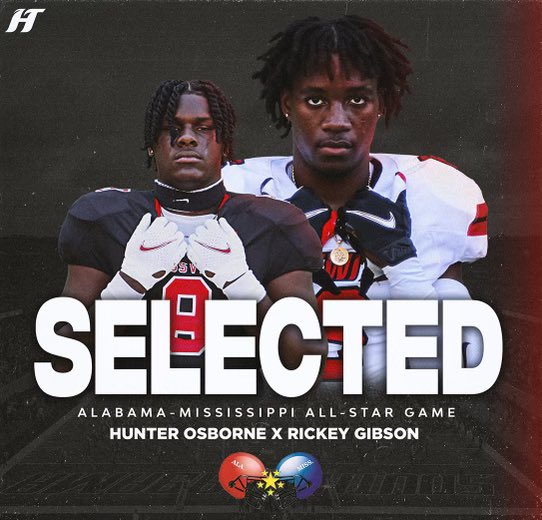 Congratulations to <a href="/RickeyGibson03/">Rickey Gibson III ✞</a> and <a href="/hunterrosborne/">Hunter Osborne</a> on being selected to play in Alabama/Mississippi all star game!