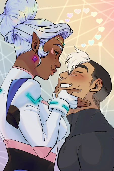 Tollura cooing her hubby . Finished up this piece from a while back. The height difference with #shallura is so balanced lmao 
