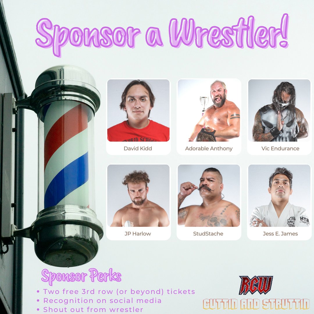 Wrestler sponsorships for Nov. 19 are NOW OPEN!! DM me to get started! @Da_Mysterious_Q @thekaun @Madi_Wrenkowski @christijaynes @ragingvibez @Ale_TheLion @OfficialSheeva @pillars_destiny @LouGottiVIP @David_Kidd_ @AdorableAA @JPHARLOW_2 @jcamou07