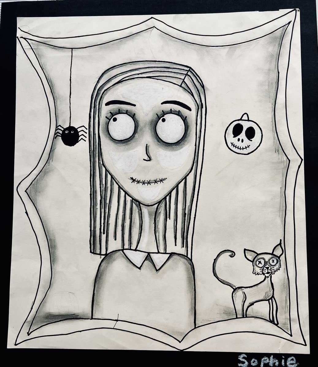 MsWozneysClass's tweet photo. Love this time of year!  Especially when my students do Tim Burton inspired self portraits. #sd35 #RCG #HappyHalloween https://t.co/L2Lm8CwDp8