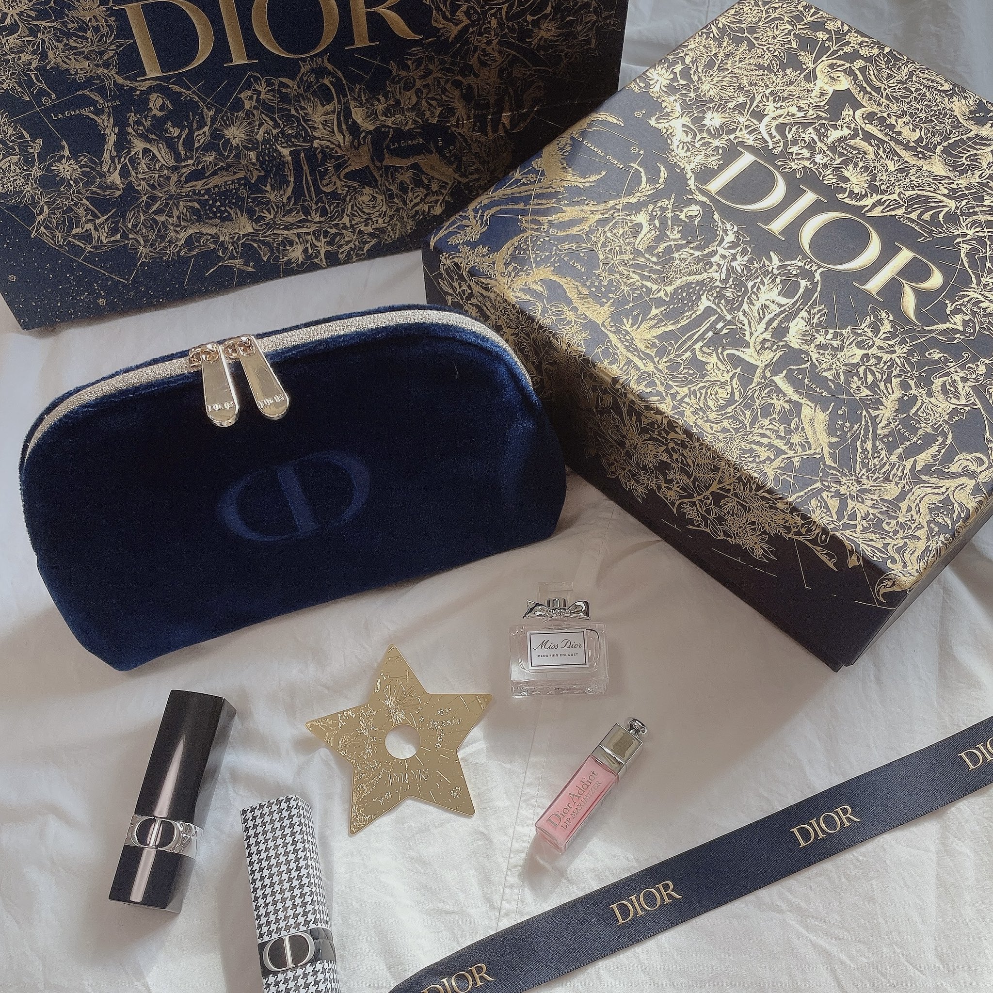 DIOR ネイビー ジッパーポーチ ギフト包装 DIOR ネイビー ジッパーポーチ ギフト包装 Dior Zipped Pouch