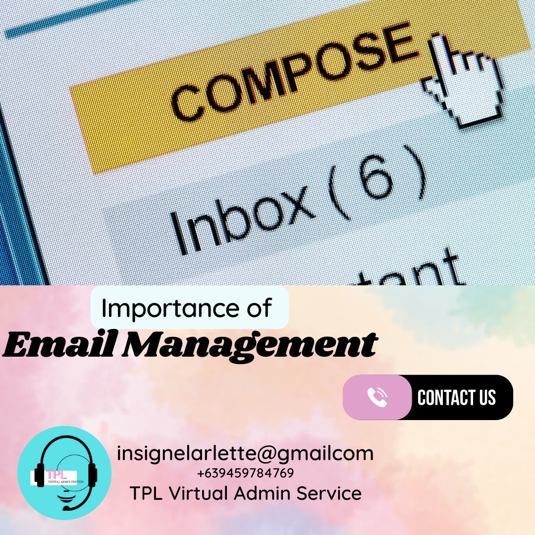 TPL_VAServices's tweet image. In general, the main function of Email Management is to minimize downtime in order to sort and delete emails👩‍💻Visit our Website:TPLVirtual Assistant Services:#TPLVirtualAdminServices#TPLVASph#TPLVirtualAssistant#emailmanagement#emailhandling