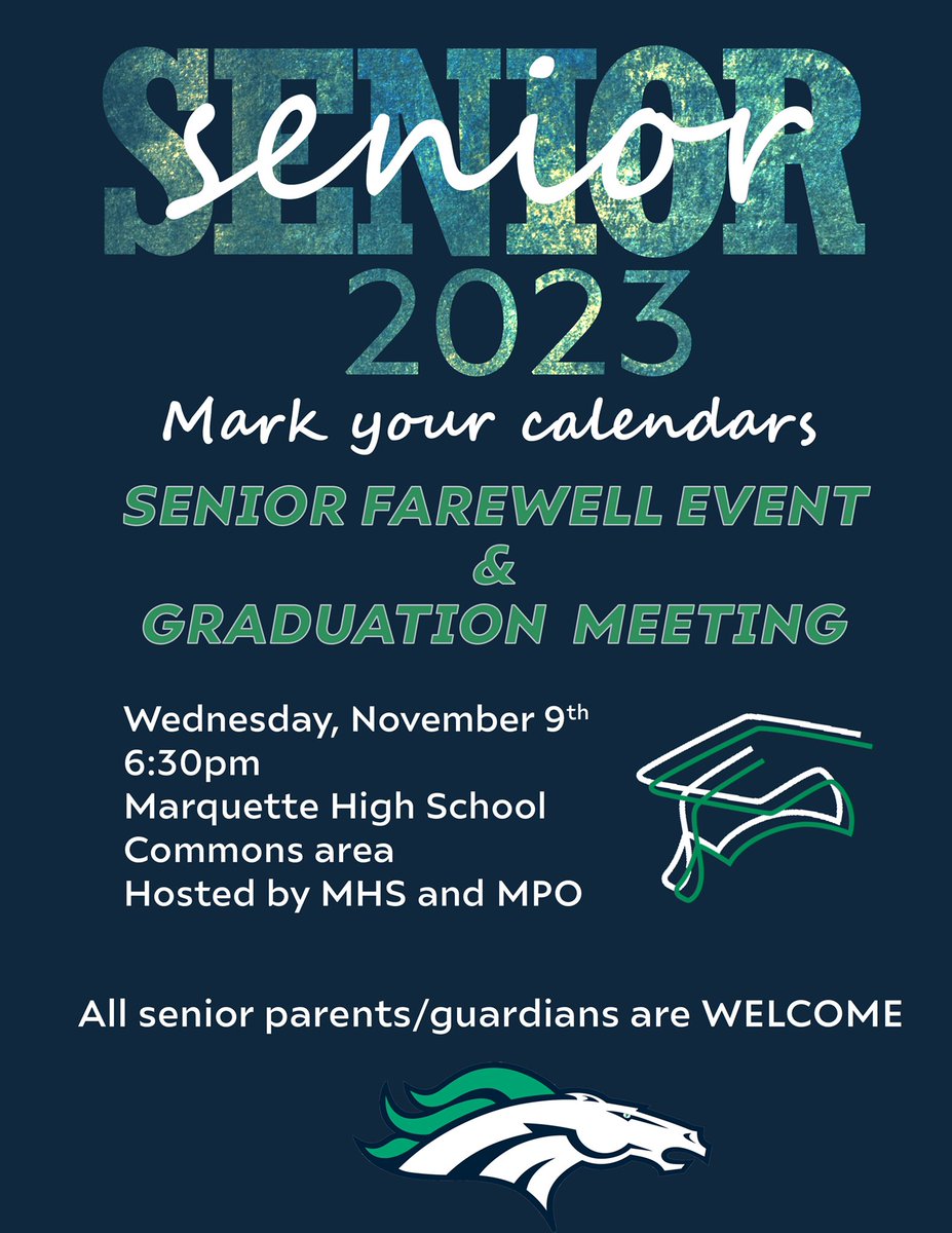 MHSParentOrg's tweet photo. Attention Senior parents and guardians! Mark your calendars for a Senior Farewell and graduation meeting on November 9th. @YourDailyStang https://t.co/oDYvn0Jx4v