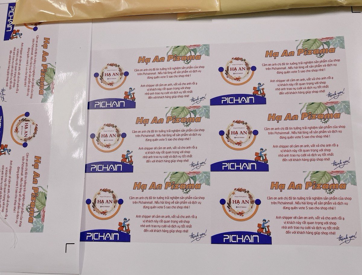 pichainmall's tweet photo. Ha An Pizama shop @HaanPizama from @Pichainmallvn continues to send goods to customers. They made some new shop logo sticker. This is a good way to develop your brand.

In the future, we will deploy function for seller to grow your own community on PCM!

#PiNetwork #PiChainMall https://t.co/KaQ4Qlg8C9