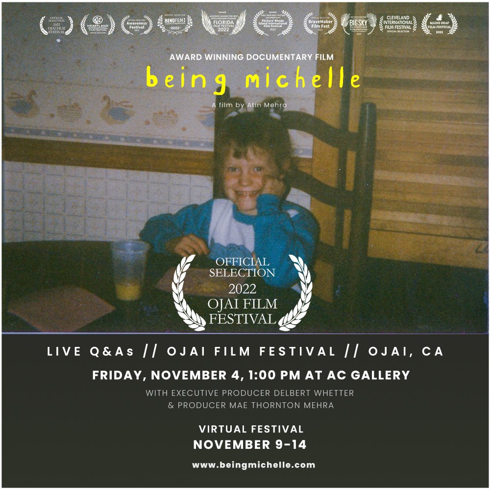 ImBeingMichelle's tweet photo. Exciting news: Being Michelle will screen in-person @ojaifilmfest on Nov. 4th! #RightToCommunication https://t.co/C03amy4ZvZ