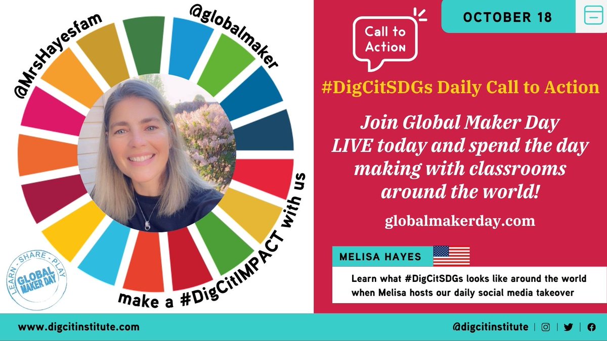 Learn with @MrsHayesfam and the other @globalmaker presenters today! Mrs. Hayes' students invite us to get involved: padlet.com/melisa_hayes/r… @padlet #GlobalMakerDay #DigCitSDGs ➡️Join us at globalmakerday.com