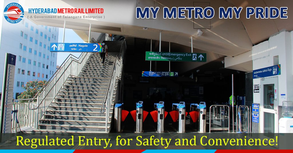 #HyderabadMetro is indeed a #smartmetro with automatic gates, so that only commuters with a valid ticket can enter/exit the platform at metro stations. #HMR #HyderabadMetroRail #HyderabadMetro #AutomaticFareCollectionSystem #AutomaticEntry