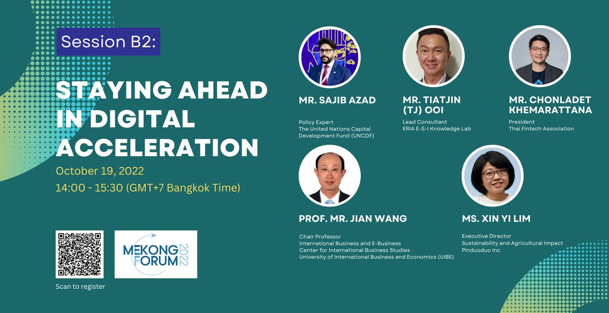 MekongInstitute's tweet photo. Mekong Forum 2022
The session will highlight the importance of digital acceleration in the region to achieve economic recovery. It will look ahead and take a step towards emerging digital technologies and e-commerce which will be the engine driving Post COVID-19 recovery. https://t.co/Prt714GIhL
