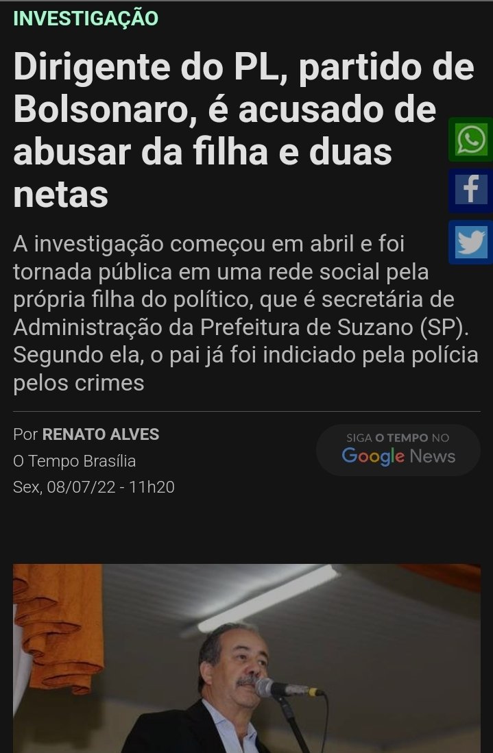 FELIPEBARBEDO's tweet photo. Dirigente do partido de Bolsonaro, é indiciado por abusar sexualmente das netas  que tinham 6 e 7 anos quando o abuso, a mãe das crianças e filha de José Renato Souza também relata ter sido abusada quando criança. É essa gente que queremos cuidando do BR #repense #rede18 https://t.co/A0PxYCilr9