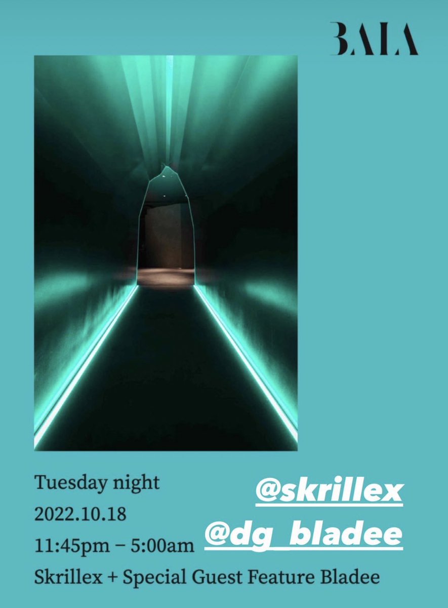 MNN_JPN's tweet photo. 【来日情報】
現在日本満喫中のSkrillexが今夜、渋谷のBAIAに緊急出演！

Drain Gangのメンバーでスウェーデン出身のラッパー/プロデューサー、Bladeeも出演するそうです！ https://t.co/BI6okf3KBd