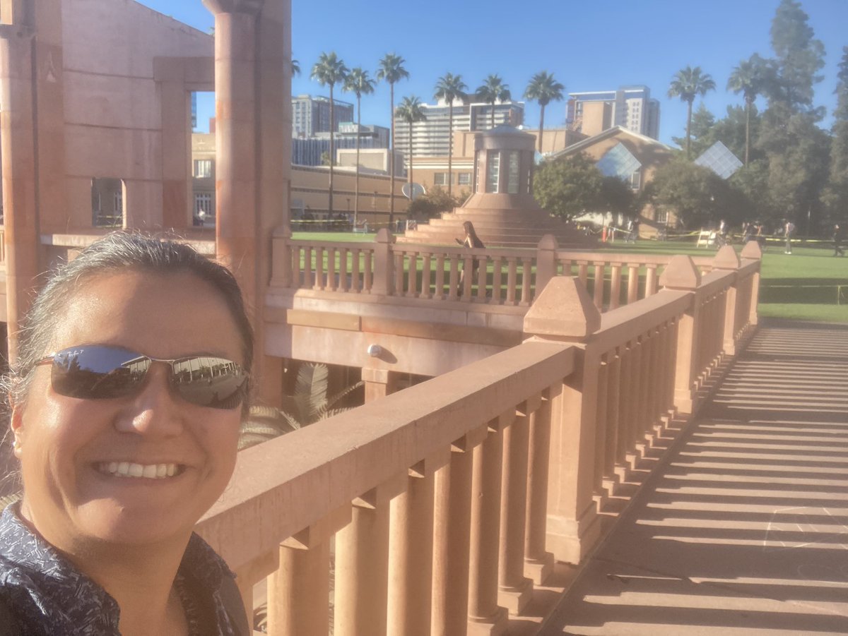 DrSallyEverett's tweet photo. Enjoying the beautiful campus of @ASU with @DrJulietFoster. Thanks to @PLuSalliance for facilitating such wonderful opportunities to learn from each other #studentsuccess #personalisedlearning #inclusiveeducation #studentcentric. #AskSunny https://t.co/phwIovKiMB