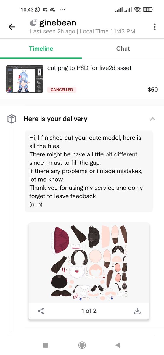 NaChi_MaChi71's tweet image. Is there anyone know about artist on Fiverr called Ginebean?
They commission me to cut the model on Fiverr and finished on 5 October.
They accept it finished but not leaves star or feedback
#commissionscam #fiverrscam #Commission #scambuyer #scam