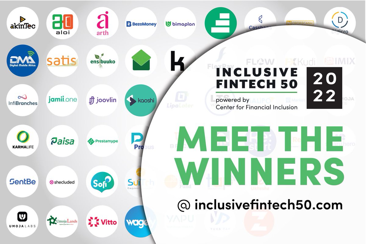 vitto_money's tweet photo. We are thrilled to be selected among the global winners of the 2022 #InclusiveFintech50 who are #MakingDigitalizationCount.
Powered by @CFI_Accion
Sponsored by @VisaNews @MetLife @comicrelief @JerseyOAC
Supported by @Accion @IFC_org
Meet the winners:
https://t.co/MlnQadJsKU https://t.co/wXwNxRJbfJ