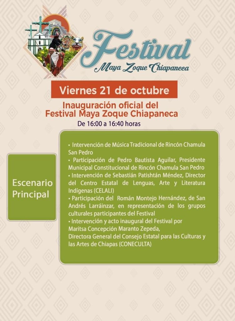 matza_maranto's tweet photo. Amigos y amigas: aquí el segundo festival de la Red de Festivales Chiapas 2022 del CONECULTA, Chiapas. https://t.co/noHADqBBcx