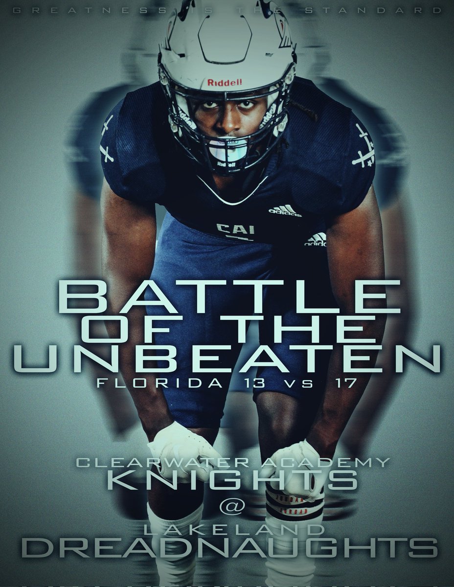 Battle of the Unbeaten. Lakeland #13 vs Clearwater Academy #17 in Florida. It's about to go down. Game of the week. <a href="/CAIKnightsFB/">CAI Knights Football</a>