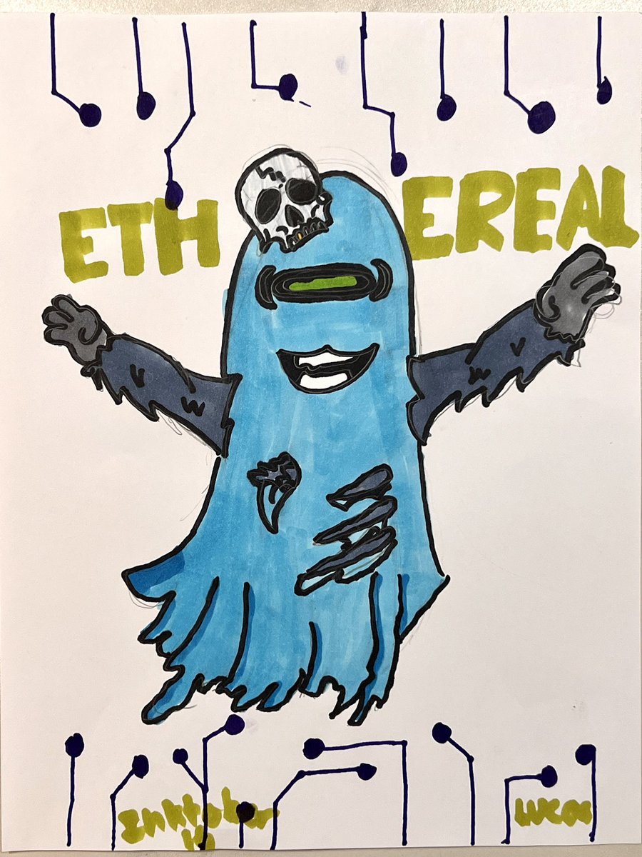 LeadInk_io's tweet photo. Here’s my @Etherealswtf with the @JimmyDanko ape trait! - Lucas, age 10. #NFTInktober https://t.co/ib4LzzXOHS