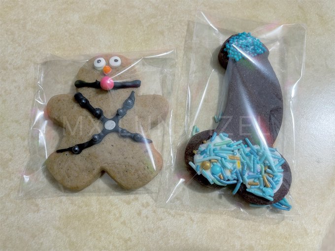 My partner brought home these yummy treats.   The chocolate penis tasted better than bondage gingerbread