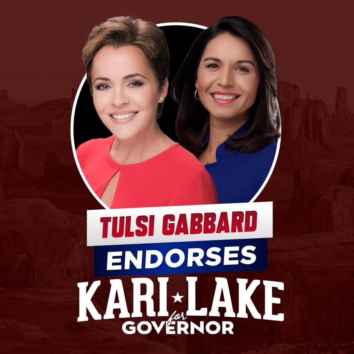 TulsiGabbard's tweet photo. For too long establishment leaders from both parties have sought to enrich themselves, play games, and build up their power while ignoring and even enabling the suffering of millions of hard-working Americans. Kari Lake is a leader who... (1/3) https://t.co/TTpMiOsiSF