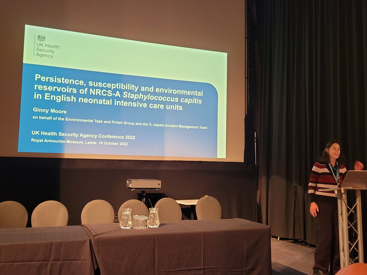 Oekaetchukoo's tweet photo. Ginny Moore presentation on Persistence, Susceptibility and Environmental Reservoirs of NRCS-A S. capitis. #ukhsa22 #Leeds #ukhsa https://t.co/9o9GpNRCMQ