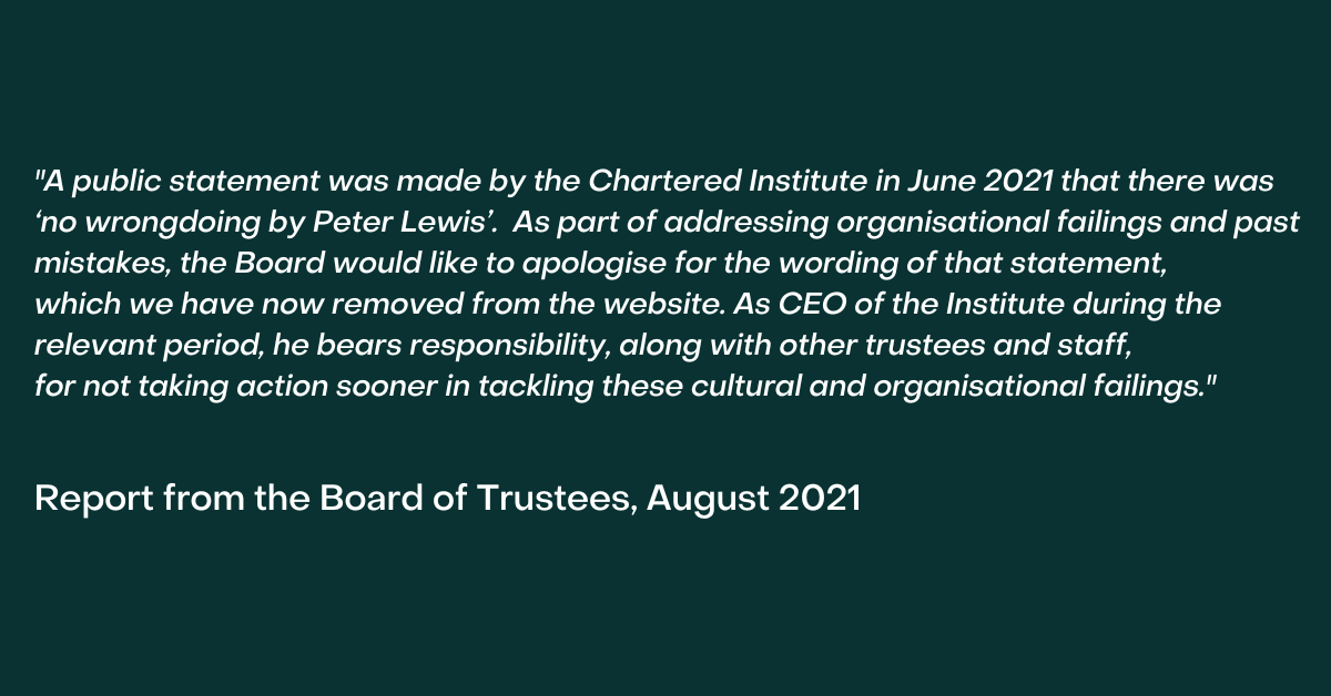 CIOFtweets's tweet photo. Following requests by women involved in the investigation, we wanted to share in full our previous apology and correction regarding our former CEO which was linked to in the report we shared with members yesterday. Read the report from August 2021 here: https://t.co/hqedCBZEBp https://t.co/yYedj50tzX