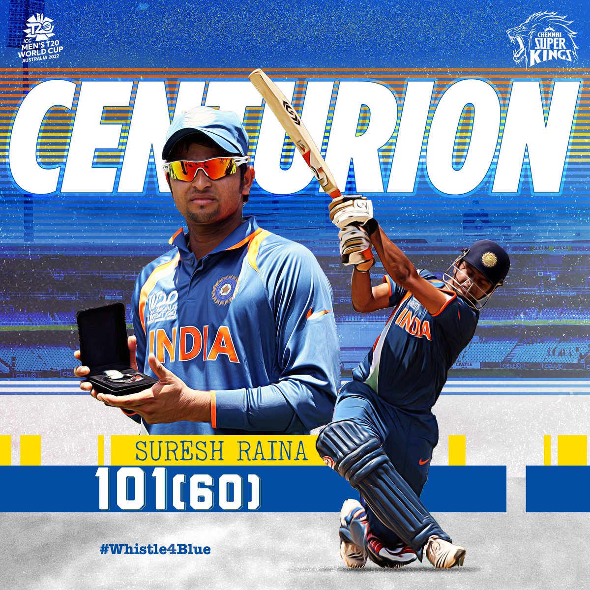 ChennaiIPL's tweet photo. Remember that Raina Rampage to set the world record! 🇮🇳🤩💯

#Whistle4Blue #Yellove 🦁💛 https://t.co/FLz6JFcO1G