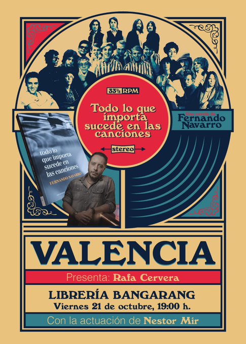 Bangaranglibros's tweet image. ¡Vaaaamos! Que este viernes 21 a las 19h se presenta "todo lo que importa sucede en las canciones" de @fernavarro17, editado por @pepitaseditora. El autor conversará con Rafa Cervera (@cerverator) y tendremos actuación de @Rimrotsen. No hay mejor plan amigxs.