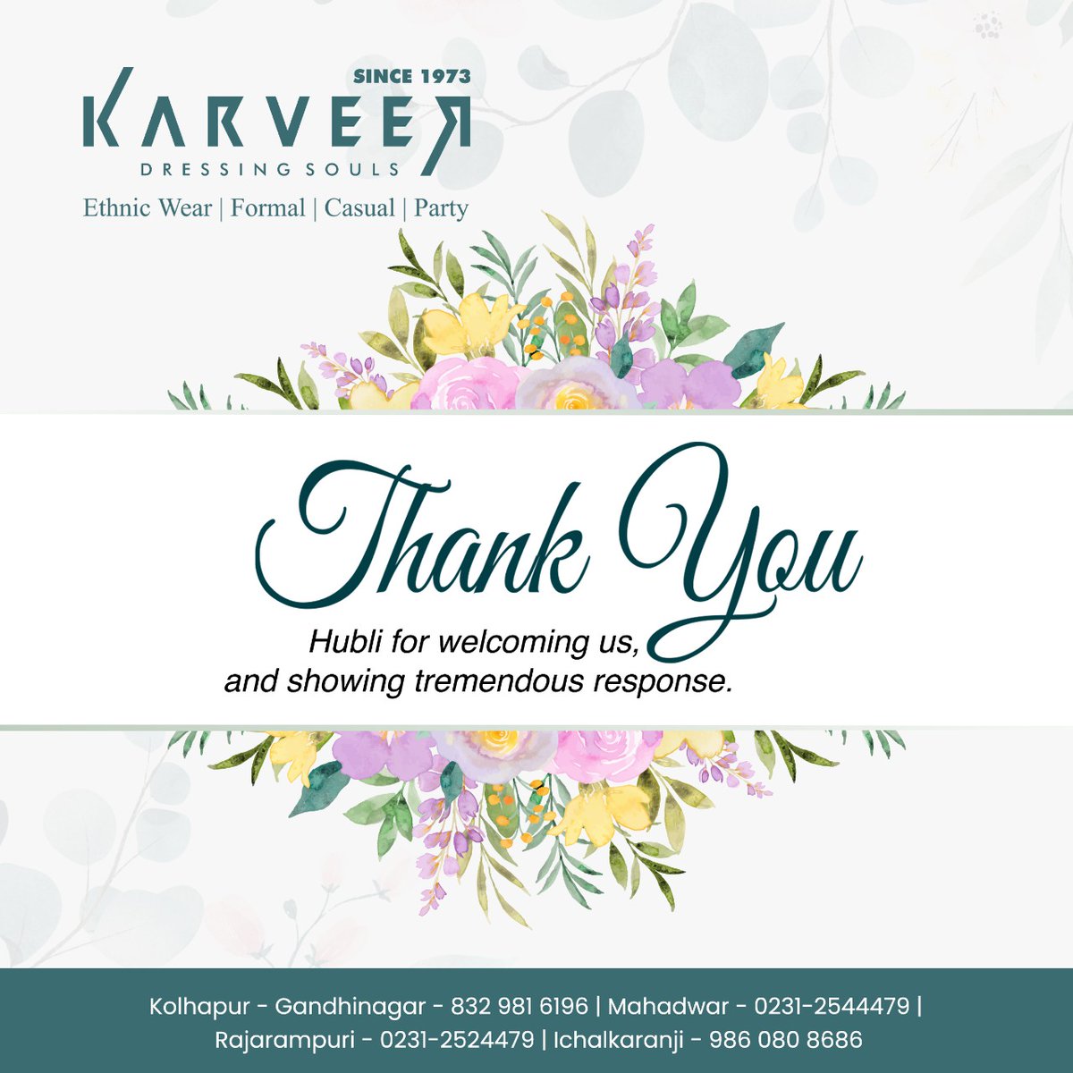 KarveerCreation's tweet photo. 😊 Thank You Hubli for welcoming us,
and showing tremendous response. 🙏🏻

👔 Karveer Creation - Pride Icon, Gokul Road, Hubli, Karnataka-580030
📞 Call Us:- 7077073004

#Karveer #KarveerCreation #EthnicWear #ThankYou #NewLaunch #Dressingsouls #Launching #Clothes #KarveerInHubli https://t.co/RN7L87JfpQ