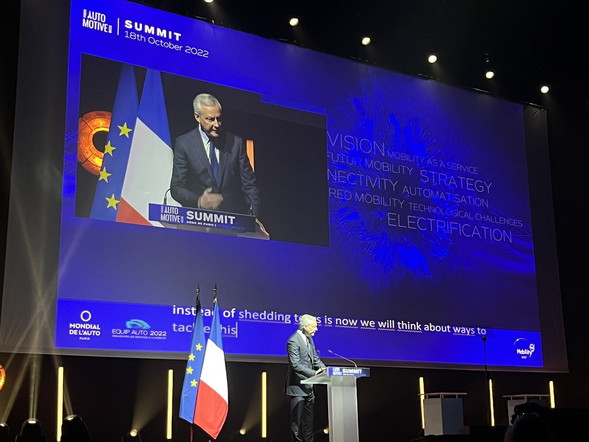 LdeServ's tweet photo. #BrunoLeMaire « Je veux que le leasing social profite à nos compatriotes mais aussi à nos constructeurs en France…nous devons protéger notre industrie » #mondialdelauto2022 #Parisautomotivesummit #ParisMotorShow #PFA #LucChatel https://t.co/kFbuODbFO6