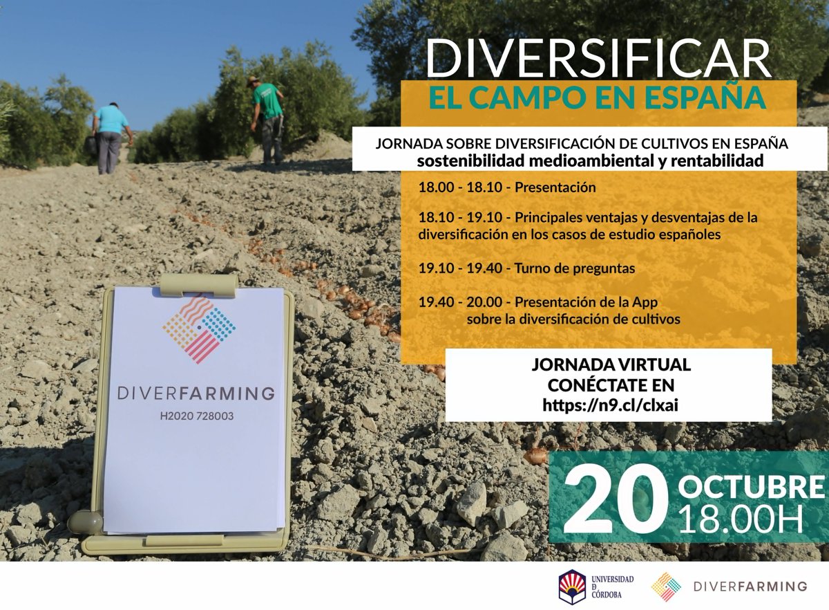 🔴¡ESTA TARDE TENEMOS EVENTO!🔴

📢Compartimos los resultados de 5 años de trabajo en este workshop virtual

🕓A las 18h

💻Toda la info y link para asistir en: diverfarming.eu/index.php/es/n…