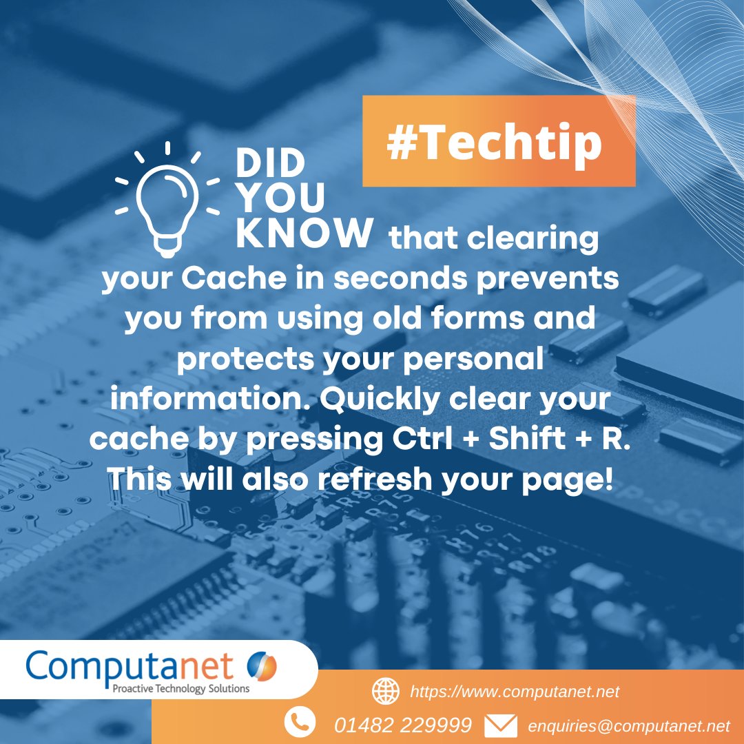 ITSupportNYUS's tweet photo. RT https://t.co/UKOYrC5NKh Check out Computanet’s weekly Tech Tip! Feel free to comment below with your favourite Tech Tips. #computanet #Techtip #itsupport #Cache https://t.co/ZnJunvaxIn