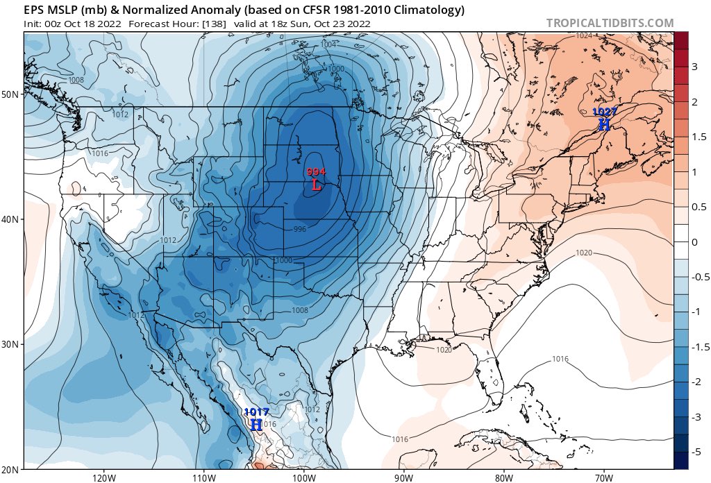 Certainly not used to seeing severe weather potential in late Oct up into Minnesota. 

Classic North-Central Rockies lee cyclone (that’s capable of advecting a moist/unstable air mass unusually far north) and often signals the onset of the cold season. https://t.co/LeoX5XwzHe
