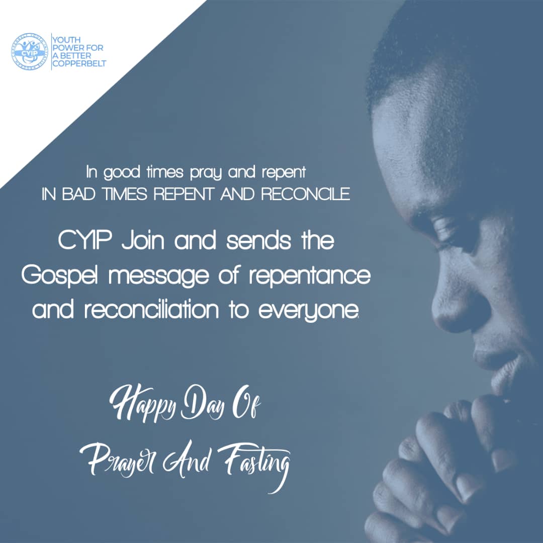 Cyipzam's tweet photo. In good times pray and repent,

In bad times repent and reconcile.

CYIP joins and sends the gospel message of repentance and reconciliation to everyone.

HAPPY NATIONAL DAY OF PRAYER, FASTING, REPENTANCE &amp; RECONCILIATION. https://t.co/0rD7Ovj3W9