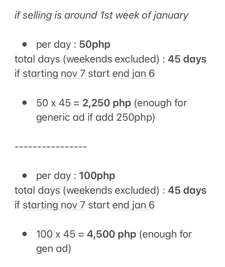 baebieharu's tweet photo. filo engenes! i made an ipon computation as a guide before the tix selling !!

i used txt's ticket prices as a reference ^^

#MANIFESTO_IN_MANILA 
#EN_WORLDTOUR_MANIFESTO https://t.co/gjo3hOW38V