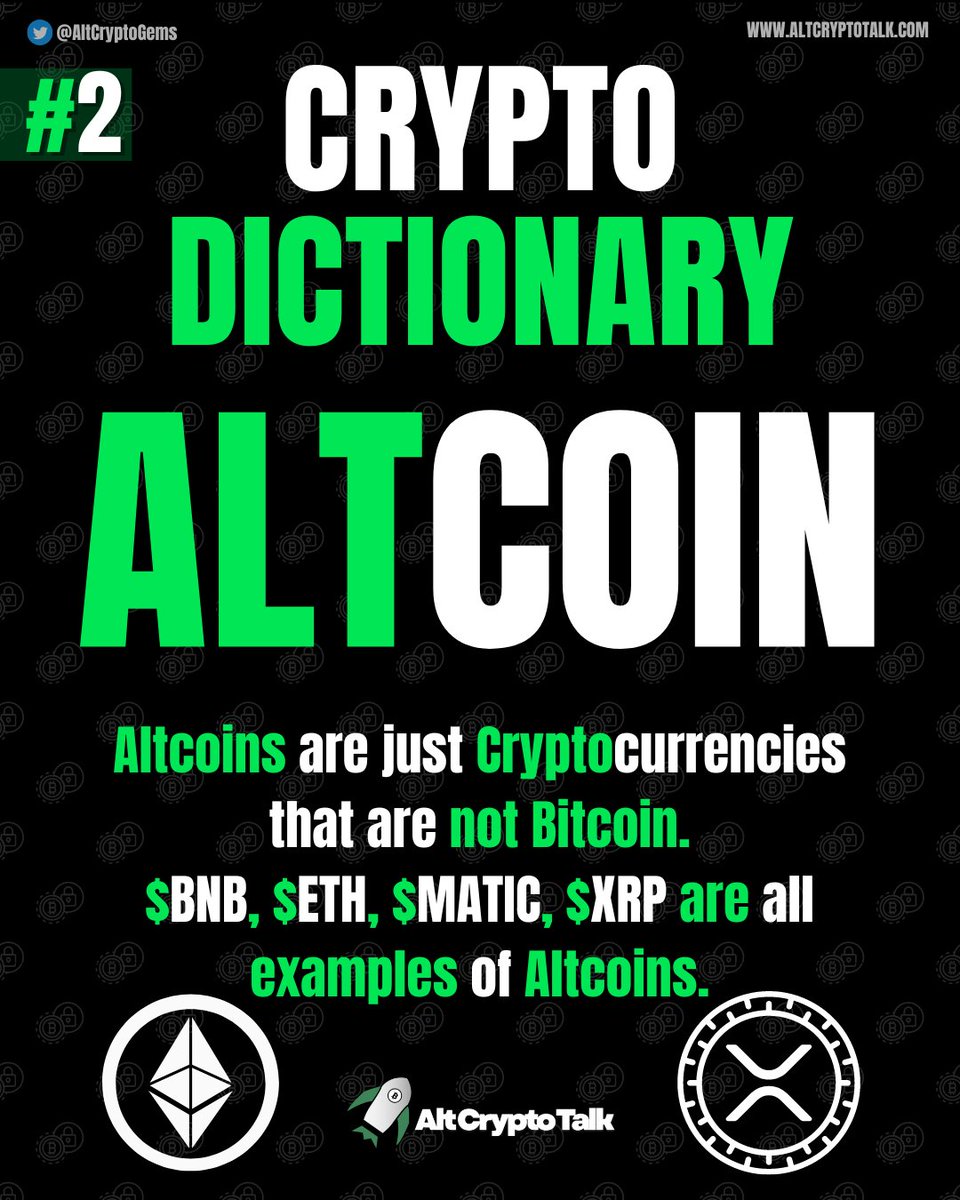 HuibEvers308's tweet image. #Crypto dictionary! 👨‍🏫

ALTCOIN

#Altcoins are cryptocurrencies that are NOT #Bitcoin.

$BNB, $ETH, $MATIC and $XRP are all examples of Altcoins.