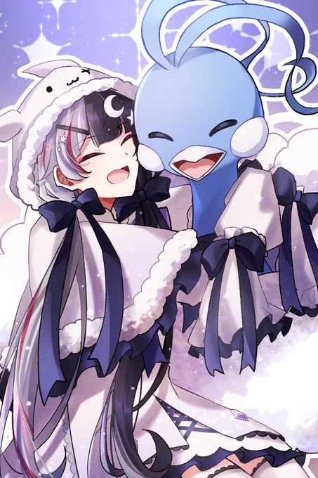 こないだの等身大チルタリスぬい買うってツイート見て、もこもこのポンチョ衣装と似合いそうだな〜と思った絵!(塗り残しがあったので再掲……!) #れなの鳥っくあーと 