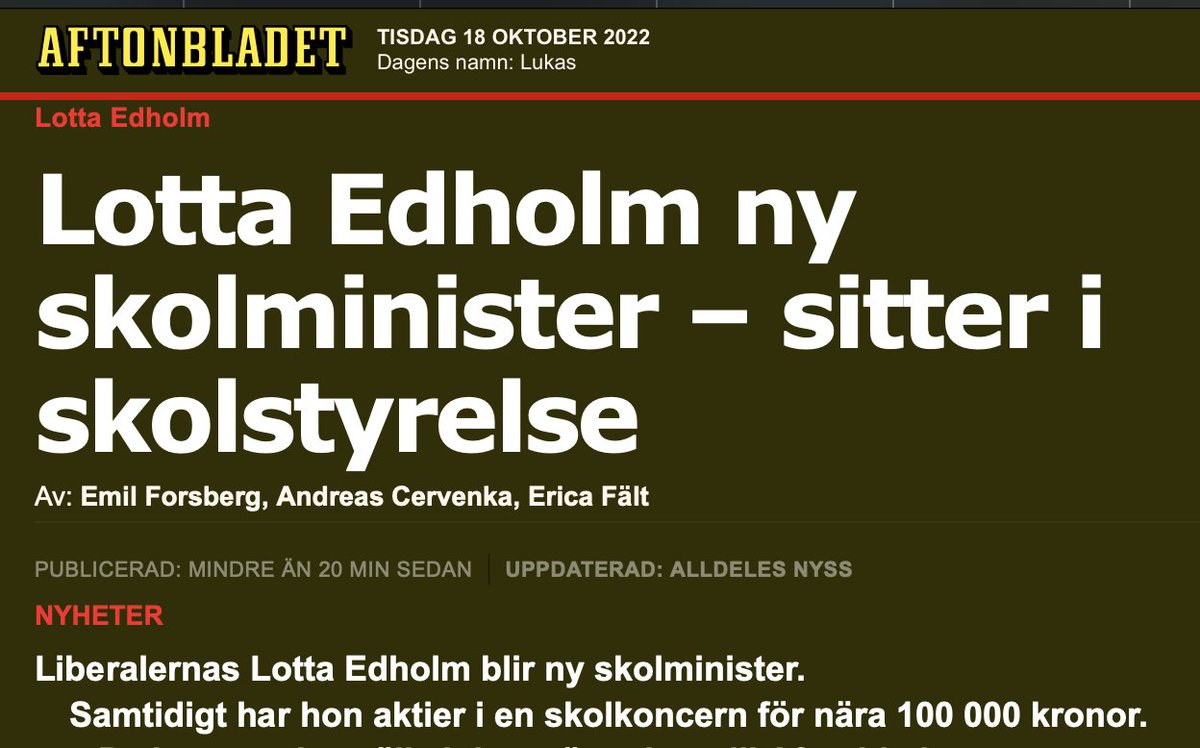 * Bostadsministern
* Justitieministern
* Finansministern
* Skolministern