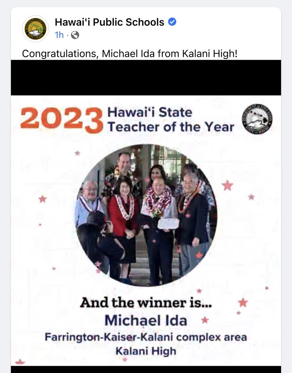 Congratulations to the 2023 Hawaii Teacher of the Year, <a href="/drmikeida/">Michael Ida, ObJN, PhD, NBCT</a>! So excited for you, Mike! Thanks for representing math teachers! Cheers! 👏👍 <a href="/HIDOE808/">Hawai‘i Public Schools</a> <a href="/808TFellows/">Hawaii State Teacher Fellows</a> #808educate